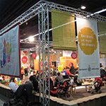 Barcelona city hall stand. Festival of childhood and youth